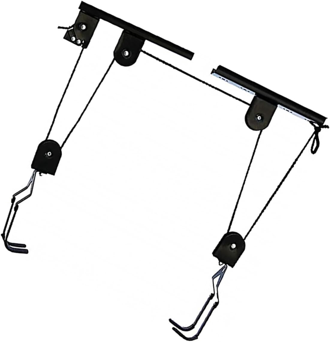 Bike Ceiling Hoist Lift Rack with Pulley System for Garage Storage Wall-mounted Bike Holder Cycles Kayaks and Ladders Space-saving Indoor Organizer