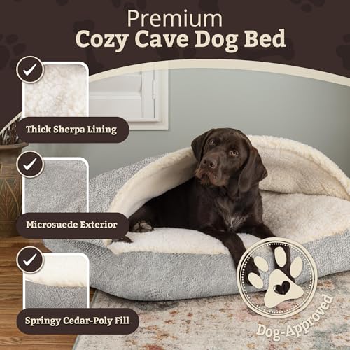 Image of Snoozer Rectangle Cozy Cave Dog Bed, Hooded Dog Bed, Palmer Dove (M)
