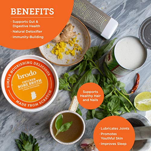 Chicken Bone Broth by Brodo, 10 Pack, Keto Diet, Gluten Free, Paleo Friendly, Whole 30 Approved, Supports Intermittent Fasting, 22 oz