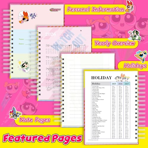 Carnet à spirale à couverture rigide Charon pour filles avec notes de leçons scolaires - 3