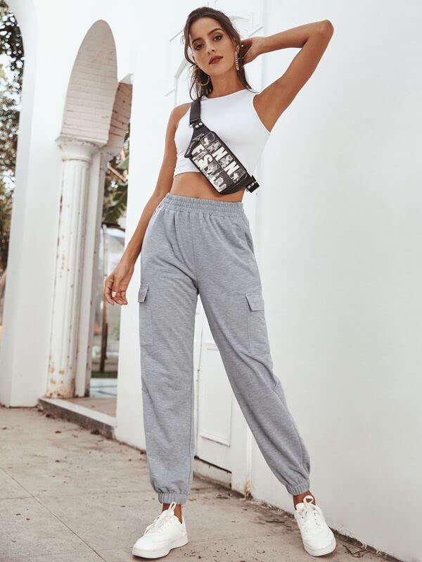 Image of dockstreet Soft Fabric Stylish Regular Comfortable Fit Joggers /Pants for Women V44CargoCotton8C2ALight Grey 28