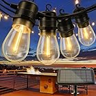 Joomer Solar String Lights Outdoor, 53FT S14 Solar String Lights, 16+2 Bulb Waterproof LED Edison Bulbs with USB Port for Patio, Garden, and Outdoor Decor (2700K Warm Light)