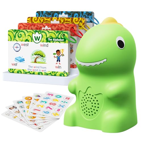 Dinosaur Talking Pen with Phonics Cards Montessori Toys for Toddlers Autism Sensory Interactive Toys Educational Birthday ABC 123 Learning Set 73PCS Flash Cards & 6 Stickers