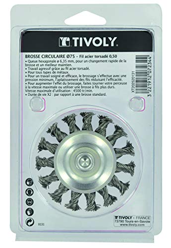 Tivoly XT202520131 Technic Circular Brush Twisted Steel -Hexa 6.35 mm diameter 75 mm, diameter 75mm - Image 2