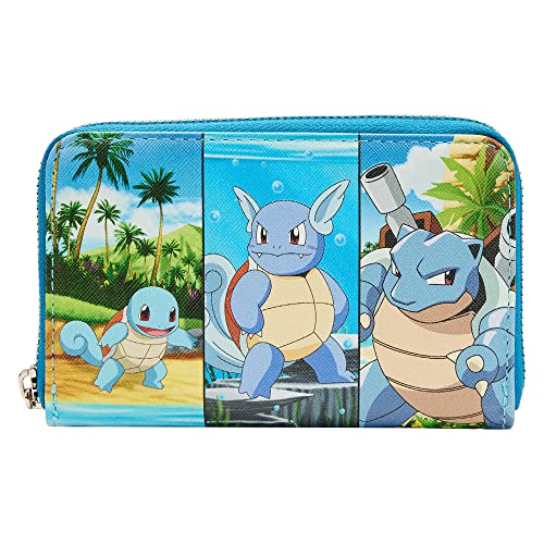 Loungefly Pokémon Squirtle Evolution Zip Around Wallet | First Gen Water Type Starter Squirtle Wartortle Blastoise