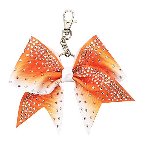 THE ULTIMATE BOW - Rhinestone Ombre Key chain Bow Cheerleading Accessory (Orange Ombre)