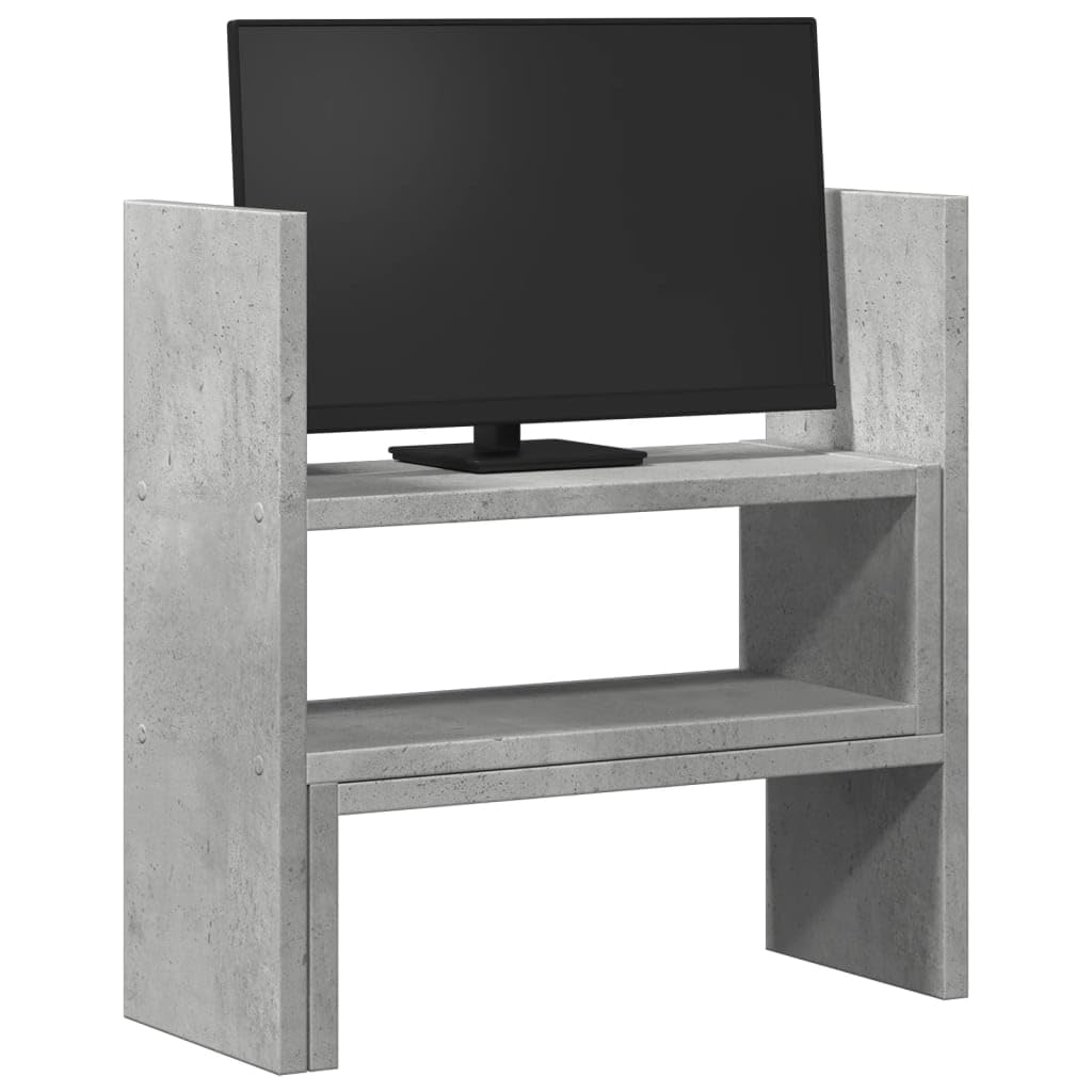 Organizer da scrivania regolabile in legno grigio cemento, 40 x 17 x 41 cm, per ufficio, computer portatile, supporto ergonomico, salvaspazio, stabile, versatile, utilizzabile in casa