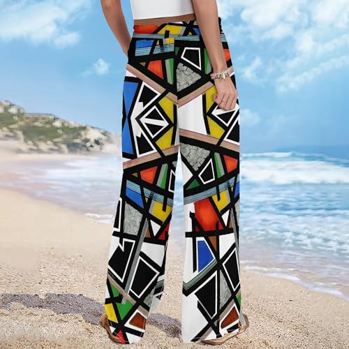 Womens Elegant Casual Wide Leg Pants African Ethnic Pattern Printed Loose Pants Comfortable High Waist Wide Leg Pants4
