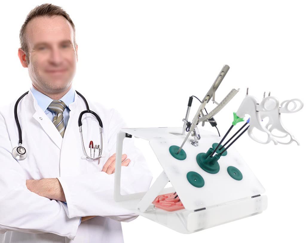 Laparoscopic Simulated Surgical Equipment Training Box with 5 Training Modules and HD Camera, Surgery Simulator Kit for Teaching and Training