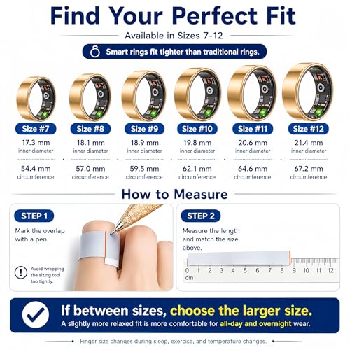 Image of Smart Ring for Women Men,Sleep Tracking Wearable,Fitness Tracker Ring with Step /Heart Rate /Blood Oxygen /Distance /Calorie,Clock Vibration,No Subscription Fee,5ATM Water (Rose Gold, 13)
