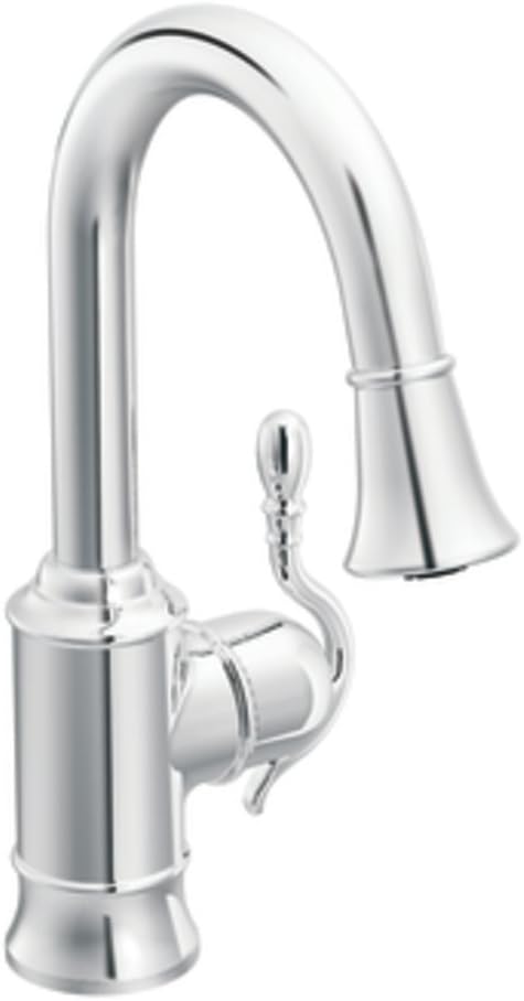 Moen S6208C Woodmere High Arc Pulldown Single Mount Bar Faucet, Chrome