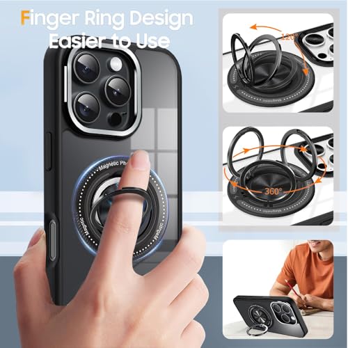 Image of KARWAN️360 Degree Stand with Mag-Safe Case with N52 Strong Magnets Mag-Safe Phone case Cover for iPhone 16 Pro Max || Mobile Back Cover for iPhone 16 Pro Max || Black