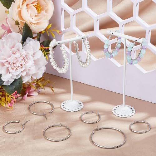 SOFPLATE 1 Box 30 works 3 Style Hoop Earring Findings Round Earring Beading Hoops Silver Hypoallergenic Stainless Steel Large Earrings Open Dangle Earring Hoops for jewellery Making Supplies DIY Craft - Image 4