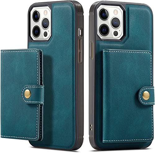 Étui de protection iPhone 13 vintage en cuir PU avec support béquille antichoc bleu - 4