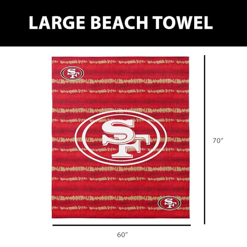 Image of Northwest NFL San Francisco 49ers Oversized Microfiber Beach Towel, 60 x 70 Inches - Quick Dry, Sand Resistant, Lightweight, Highly Absorbent, Shibori Design