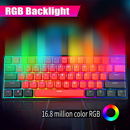 Image of Guffercty kred Sk61 60% Mechanical Keyboard Linear Red Switch Hot Swappable 60 Percent RGB Wired Gaming Keyboard with Backlit PBT Keycaps Type-C for Win /PC /Mac (Gateron Optical Red, Milan)
