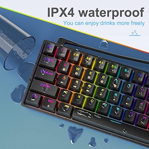 Dierya DK61E 60% Mechanical Gaming Keyboard,Gateron Optical Switch RGB Backlit Wired PBT Keycap Waterproof Type-C Mini Compact 61 Keys Computer Keyboard with Full Keys ProgrammableBrown switch