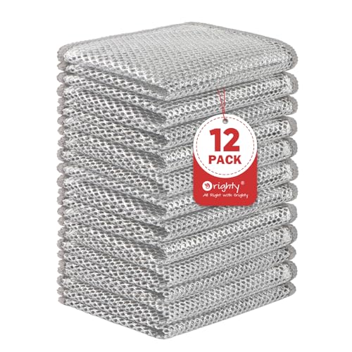 Orighty 12 Piece Scratch-Resistant Multi-Purpose Wire Dish Cleaning Cloths Reusable for Kitchen Cleaning High-Performance Steel Scrubber