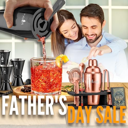 Rocksly Mixology Bartender Kit And Cocktail Shaker Set For Drink Mixing | Mixology Set With 6 Bar Set Tools And Pinewood Stand Makes It The Perfect Home Cocktail Kit | Complete Bartender Kit (Copper) #TOP1