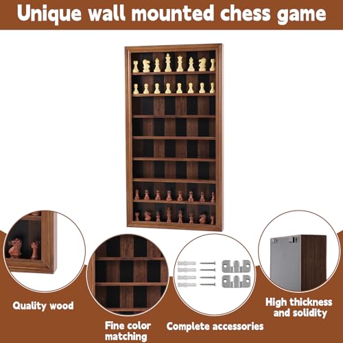 Tablero de ajedrez mural gigante con piezas de madera miniatura 3