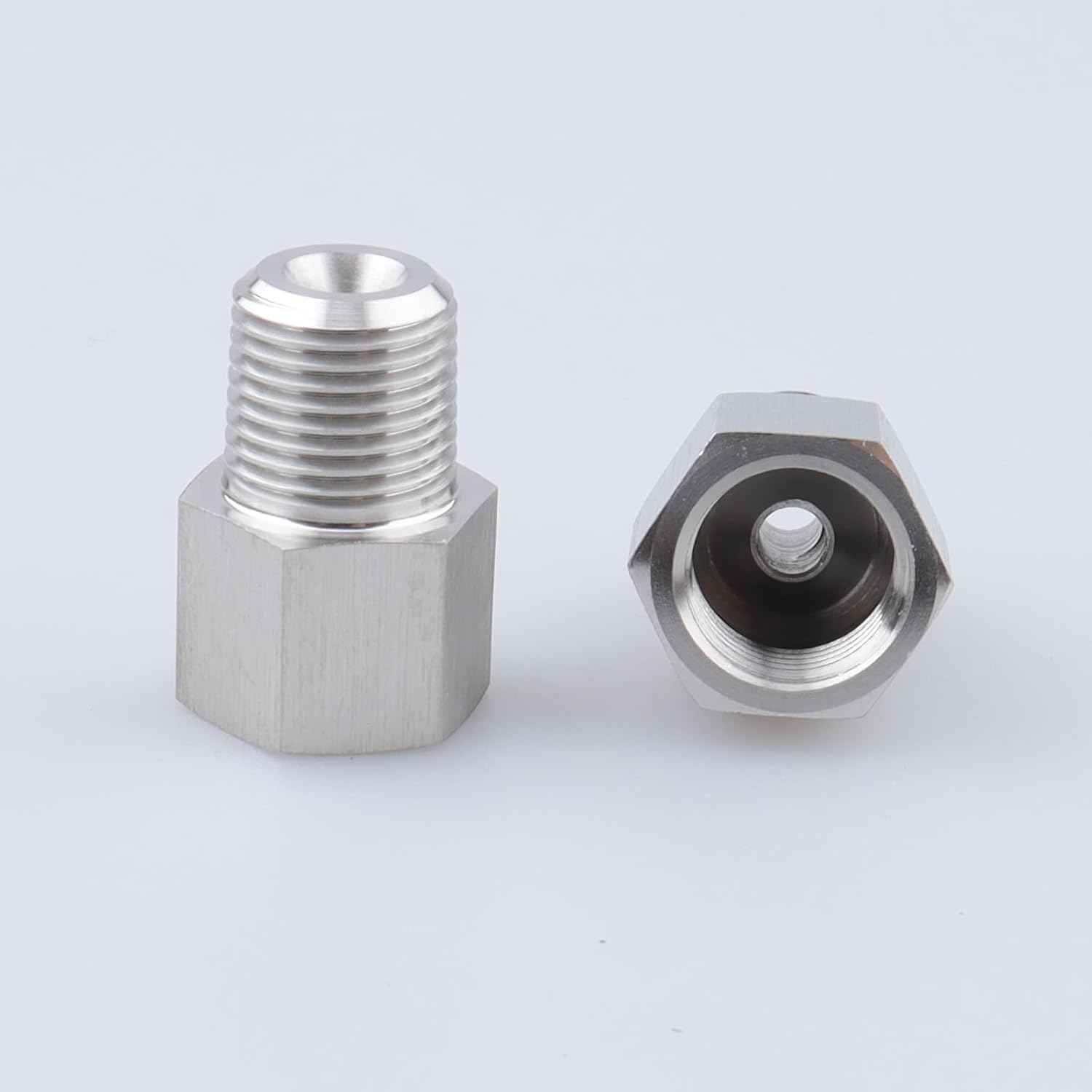 AC PERFORMANCE Female M10 x1.0 Inverted to Male 1/8 x 27 NPT Thread Brake Line Fittings Adapter Stainless Steel, Pack of 2