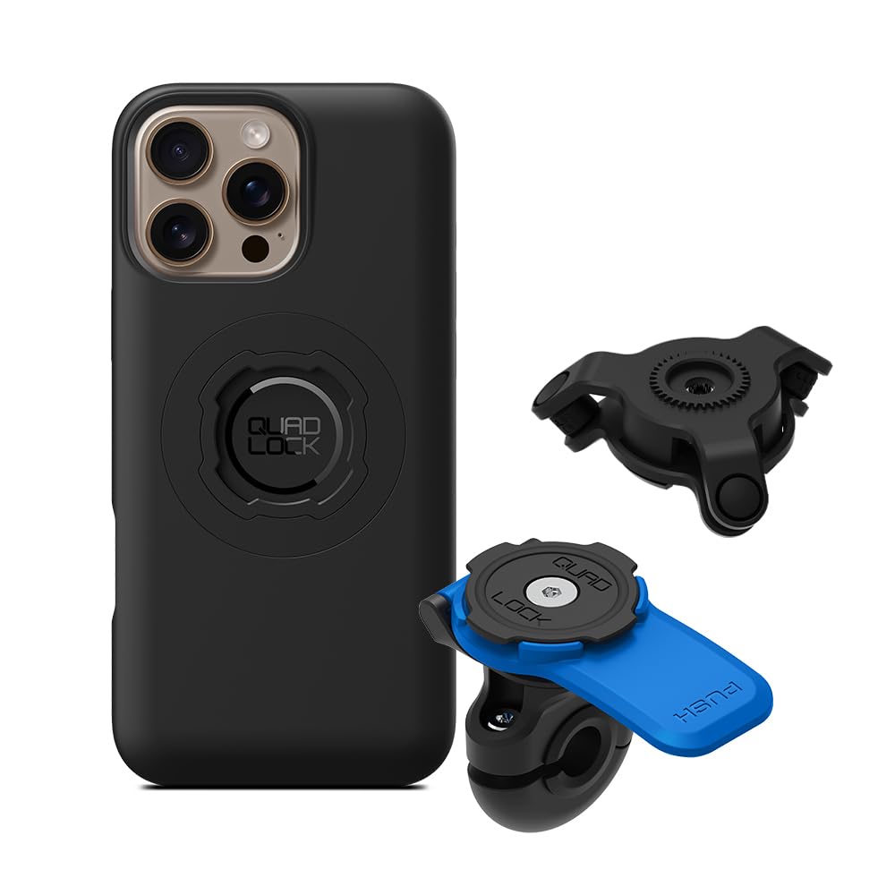 Quad Lock Mirror Motorcycle Phone Mount with Vibration Dampener and MAG Phone Case for iPhone 16 Pro Max