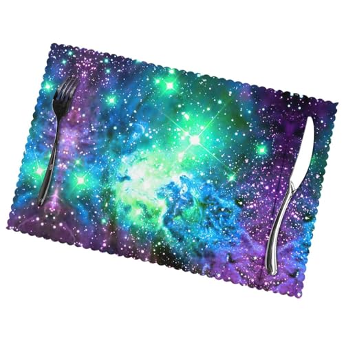 Sets de table en polyester durables et design galaxie violet pour grand format