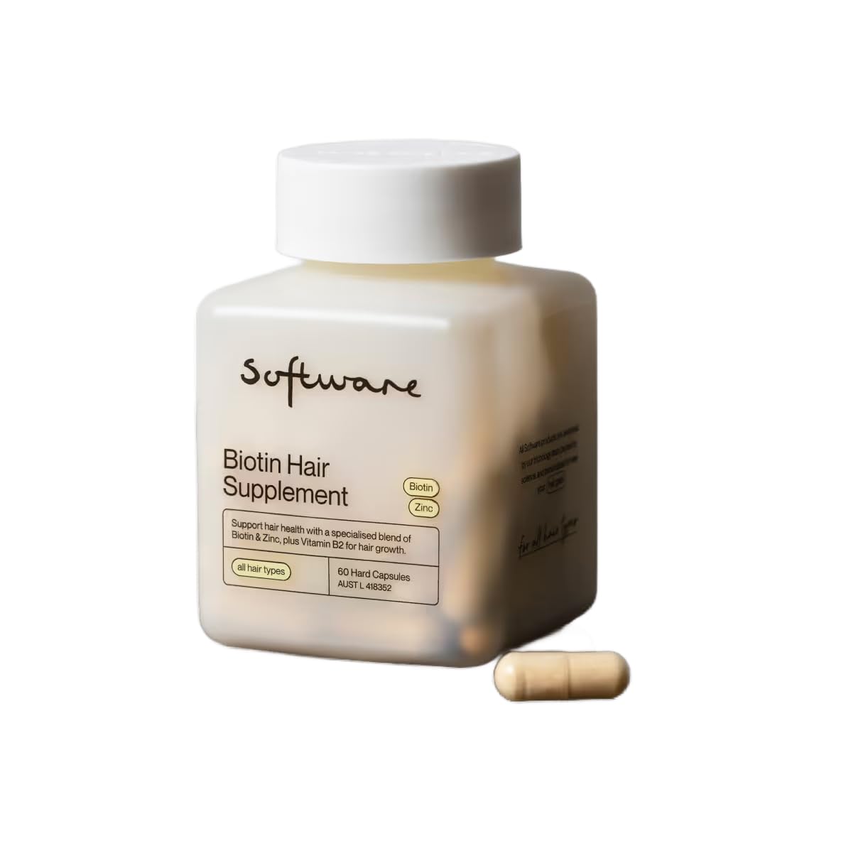 Software Biotin Hair Supplement 60 Capsules - Promotes Hair Regrowth, Collagen Formation & Follicle Health for Hair Loss