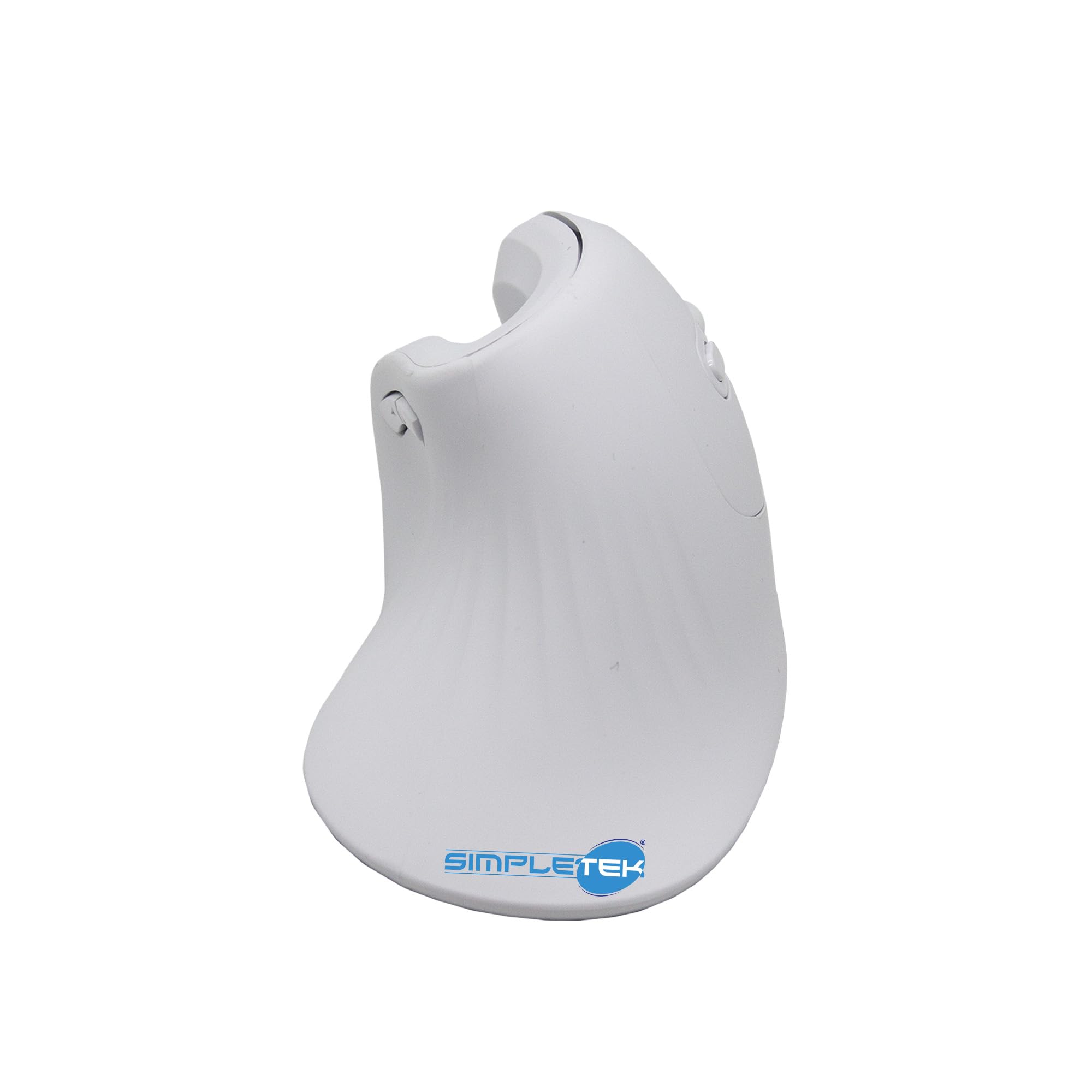 SIMPLETEK - Mouse Verticale Ergonomico Wireless - Senza Fili 2.4GHz - DPI Regolabile fino a 3200-6 Pulsanti - Design Bianco - Ricevitore USB Incluso
