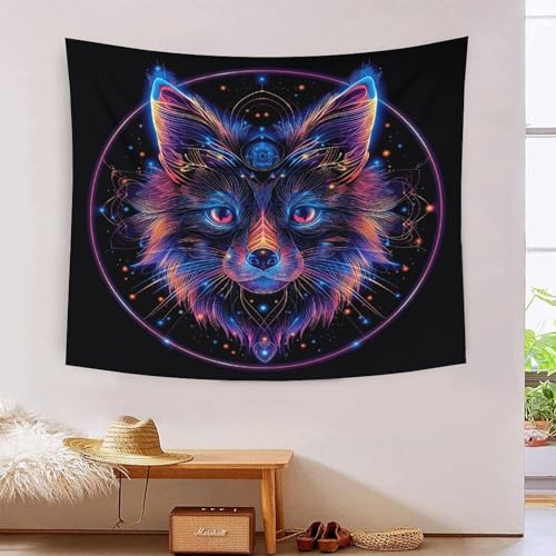 Tapisserie Fox 3D Effet tenture murale en tissu de haute qualité pour salon 180x230 cm