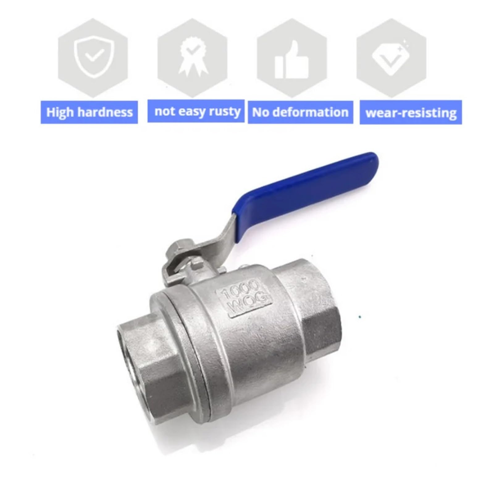 Llave de paso agua Válvula De Bola Dos Piezas Acero Inoxidable 304, Rosca Hembra BSP 1/4, 3/8, 1/2, 3/4, 1 Y 2 Pulgadas(1")