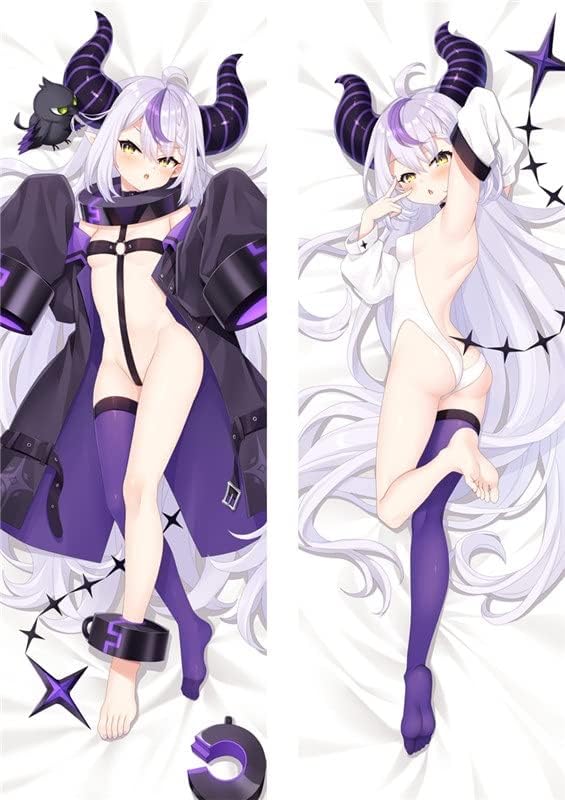 Miniatura 2 de Qywui VTuber Laplus Darknesss - Abrazos de doble cara de anime para niña, funda de almohada de anime princesa Dakimakura, 59.1 x 19.7in, piel de