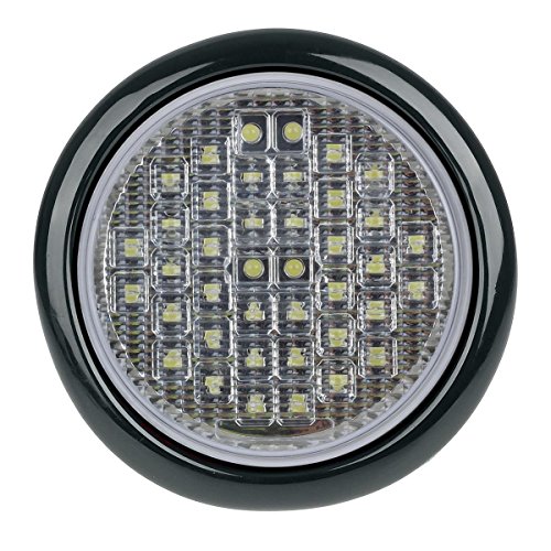 Partsam 2Pcs 4" Round Led Trailer Tail Lights - 40 White Led Reverse Back Up Trailer Lights For Rv Trucks, Waterproof Sealed Round Led Reverse Fog Lights Flush Mount For Truck Trailer Boat Bus #TOP3