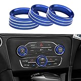 for Dodge Challenger Charger (2015-2021) AC Climate Control Knob Cover Auto Volume Tune Switch CD Button Trim Compatible for Chrysler 300 300s (2015-2020)、Ram 1500 2500 3500 (2013-2018) Blue 3Pcs