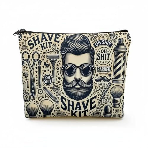 Neceser de Viaje para Hombre - Organizador de Afeitado y Cuidado de Barba, Bolsa de Aseo Estilo Barbero Vintage, Compacto y Resistente al Agua para Viajes, Gimnasio y Uso Diario. Hypster Moda