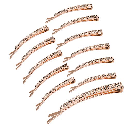 Waldd 12 Pieces Rhinestone Bobby Pins Double Row Clear Crystal Hair Pins …