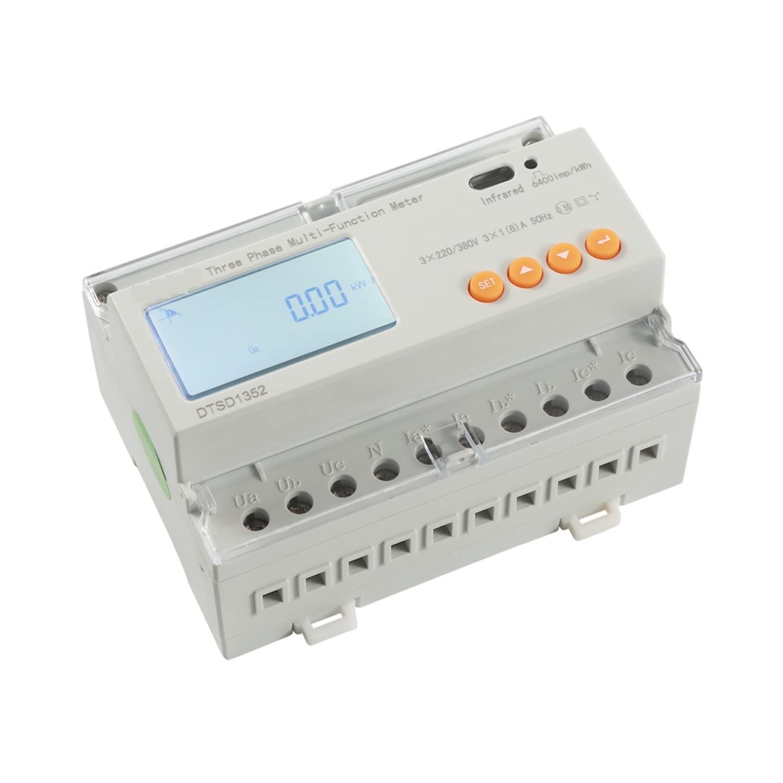 Contatore elettrico digitale, DTSD1352 Contatore di energia su guida DIN trifase intelligente con consumo energetico di monitoraggio RS485 Monitora e registra il consumo energetico(Size:DTSD1352 5A)