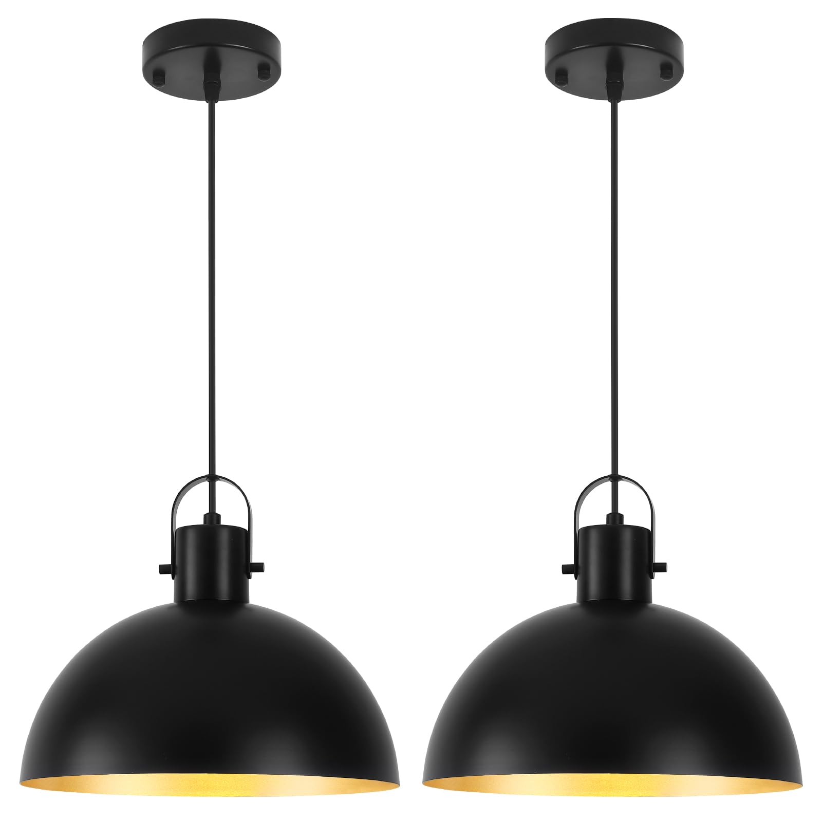 Photo 1 of HOLOHATAL Black Pendant Light 2 Pack, 11.8 Inch Pendant Lights Kitchen Island, Dome Pendant Lights, Farmhouse Pendant Light for Kitchen Island, Dining Room, Living Room
