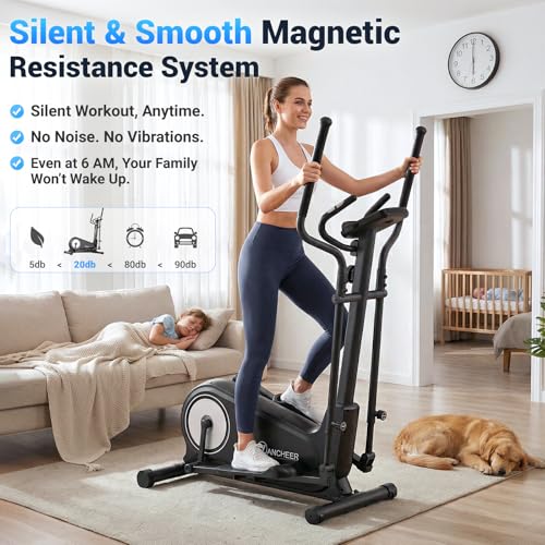 ANCHEER Elliptical Exercise Machine, Elliptical Trainer for Home Gym, Exercise Equipment 550Lbs Max Weight, Ultra-Silent Elliptical Machine, 16 Resistance Levels & Pulse Rate Grips by ANCHEER - Used condition - Image 2