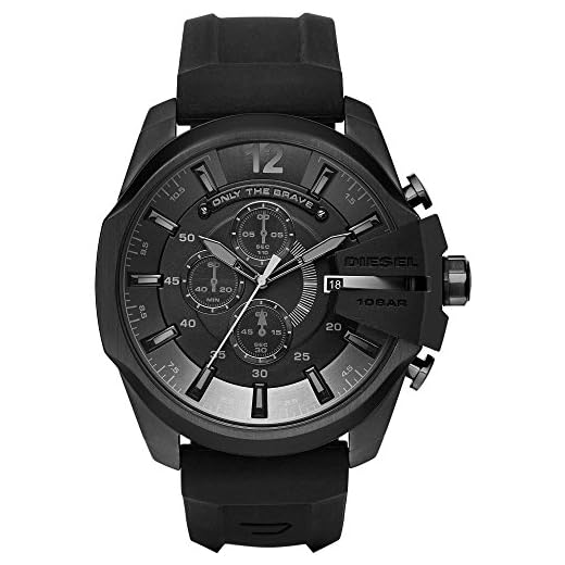 Diesel Montre pour homme Chief Series, mouvement chronographe à quartz, boîtier en acier inoxydable noir de 51 mm avec bracelet en acier inoxydable, DZ4378