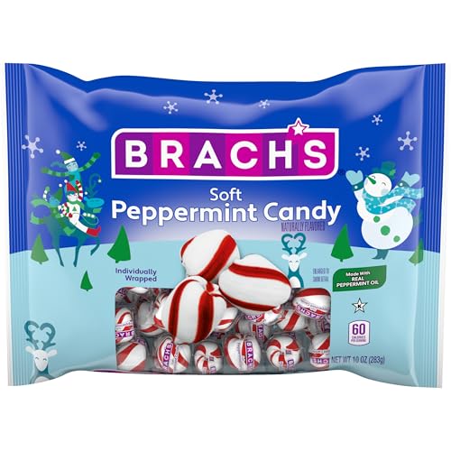 Brach's Holiday Soft Peppermint Candy, Christmas Candy Individually Wrapped Mints, 10oz