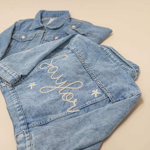 Personalized Denim Jacket Girls, Embroidered Jean Jacket for Toddler, Custom Kids Denim Jacket, Gift for Baby Showers3