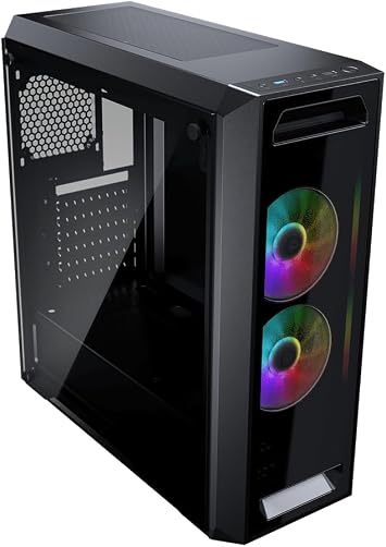 Cougar MX350 RGB PC Gaming Case Mid Tower - Mini ITX/Micro ATX/ATX with Front and Side Tempered Glass Panel, 2x120mm ARGB Fans Pre-Installed, Cable Management (Front)- Black