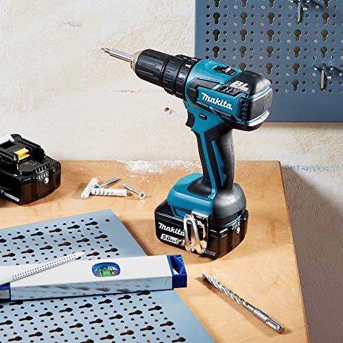 Makita Akku-Schlagbohrschrauber, (18 V/5,0 Ah im Makpac inklusive 2 Akkus und Ladegerät), DHP459RTJ, Blau, mit 2x Akku 5… – Bild 5