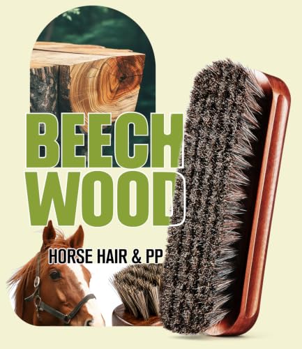 4-Piece Horsehair Shoe Shine Kit Leather Shoe Care Set with Brush Cloth — view 5