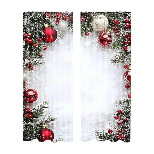 Generisch Weihnachtsgardinen Weihnachtsvorhänge Lang Weihnachten Deko Blickdichte Vorhänge 2er Set Weihnachtsvorhang mit Ösen Weihnachtsgardine für Schlafzimmer Wohnzimmer Küche