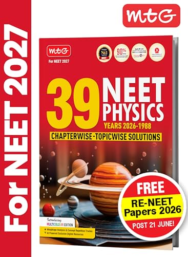 Image of MTG NEET PYQ 39 Years Physics Book For 2026-2027 Exam | Chapterwise Topicwise Solved Question Papers | Free Video Solutions | AI Powered Digital Resource