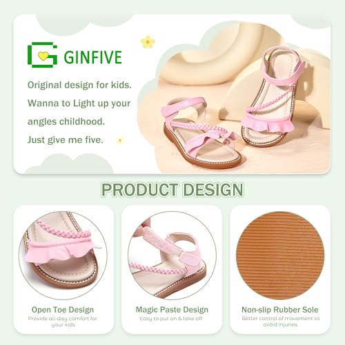 Image of GINFIVE Toddler Girls Sandals Little Girls Kids Summer Shoes Toddler Sandals
