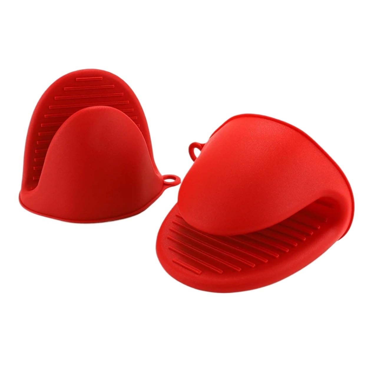 2Pcs Silicone Oven Mitts Heat Resitant Glove Mini for Kitchen Cooking Baking Grilling BBQ Air Fryer(2Pcs Red)