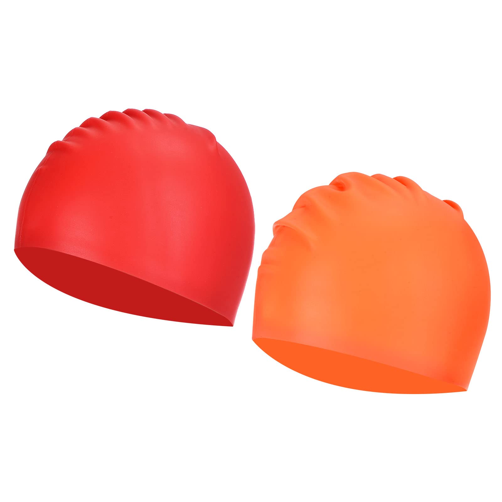 PATIKIL Silicone Swim Cap, 2 Pack Waterproof Swimming Hat Non-Slip Adult Swimming Caps for Women and Men Swim Training Racing, Orange Red